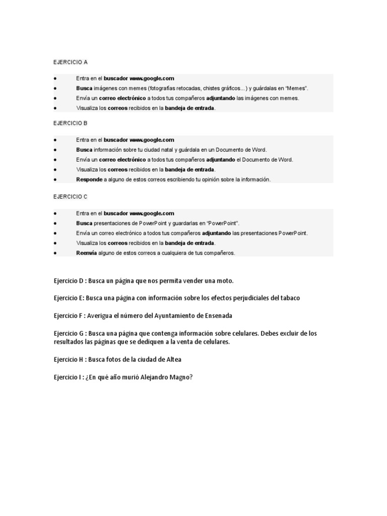 Ejercicios Internet 11 Octubre | PDF