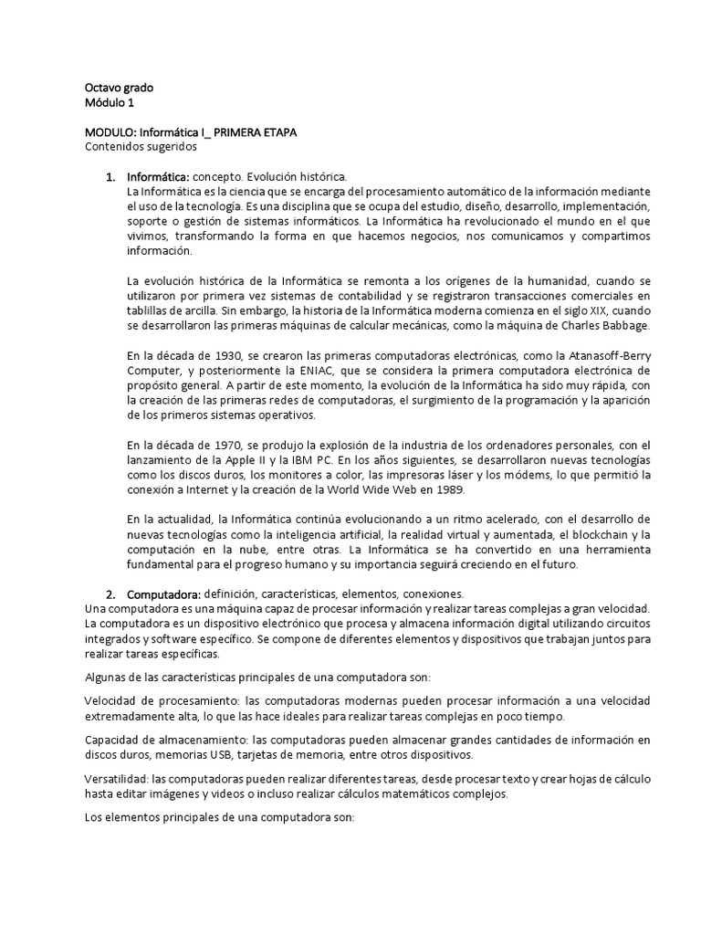 Actividades de Tecnología 6° Grado | PDF | Hardware de la computadora ...