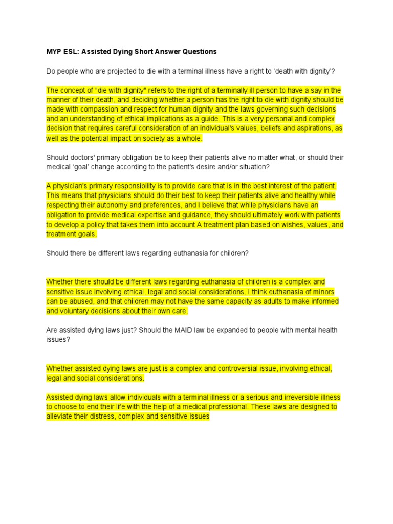 Assisted Dying: Ethical Perspectives | PDF | Lifestyle