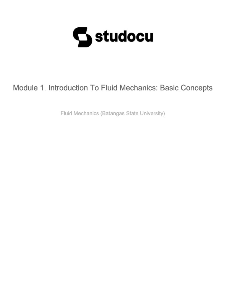 Module 1. Introduction To Fluid Mechanics Basic Concepts PDF