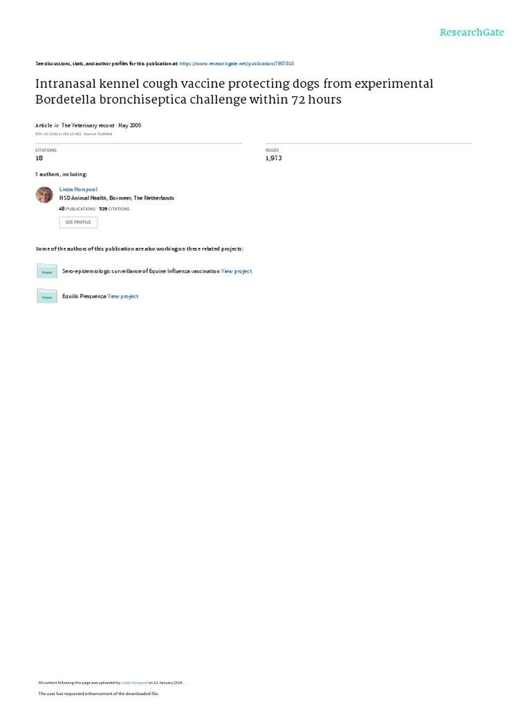 Intranasal Kennel Cough Vaccine Protecting Dogs FR PDF Vaccines