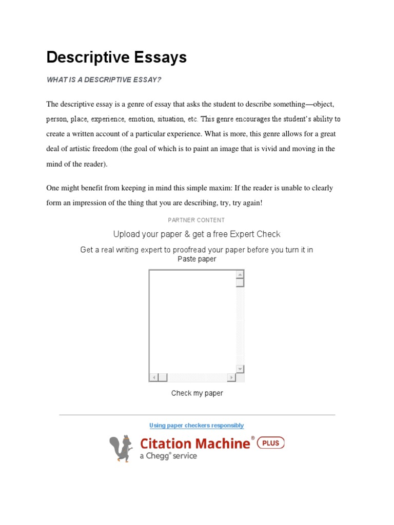 Descriptive Essay PDF