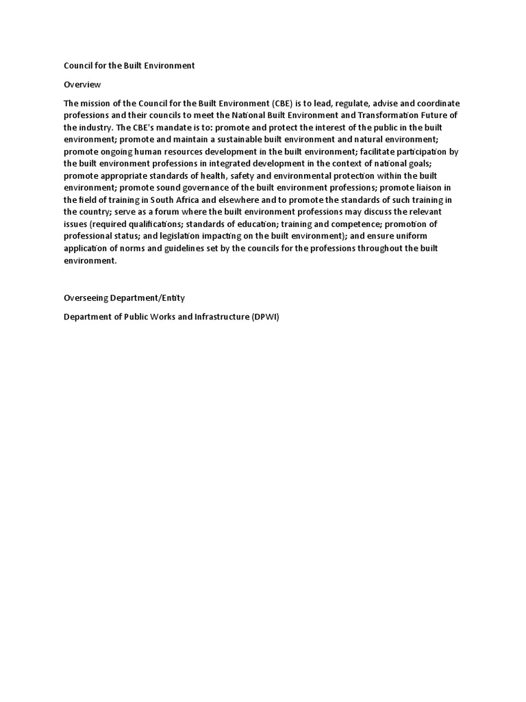 CBE: Built Environment Leadership | PDF