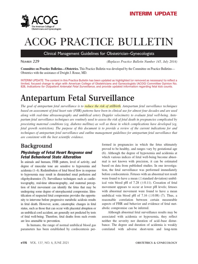 Antepartum Fetal Surveillance | PDF