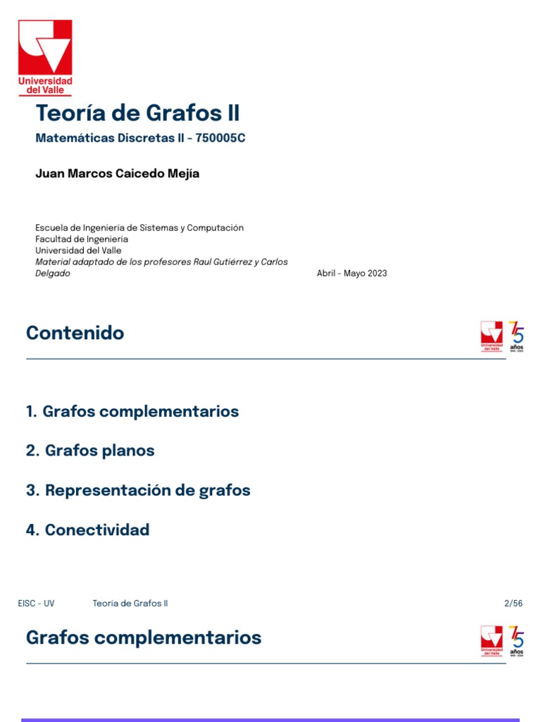 Teoría de Grafos II PDF Teoría de grafos Matriz (Matemáticas)