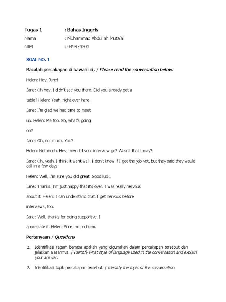 Conversation Analysis and Writing Tasks | PDF | Language Arts & Discipline