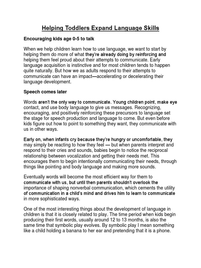 Boosting Toddler Language Skills | PDF | Language Development ...