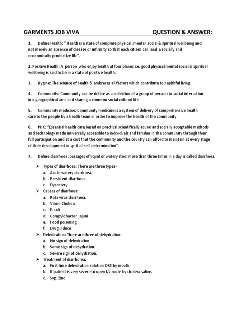 Garments Job Viva Question & Answer. PDF