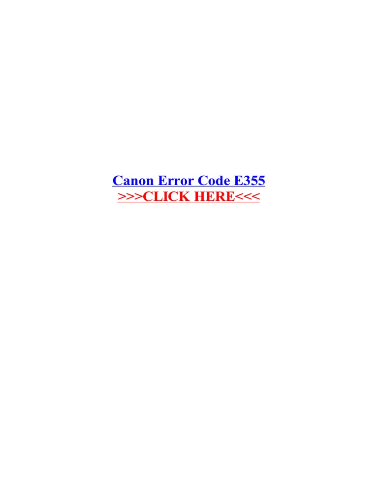 Canon Error Code E355 PDF