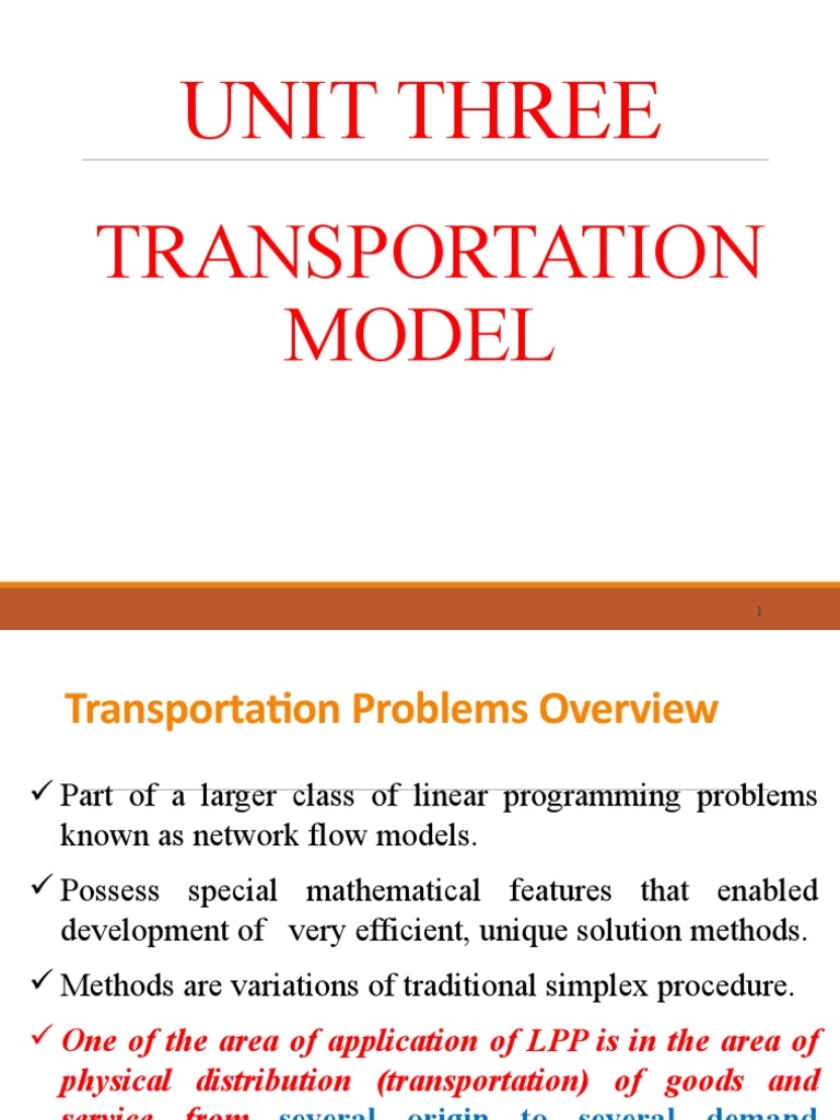 Unit Three: Transportation Model | PDF | Linear Programming ...