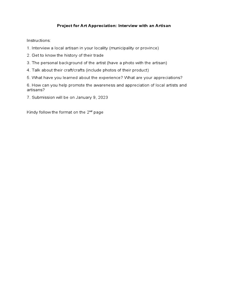 Interviewing Local Artisans Guide | PDF