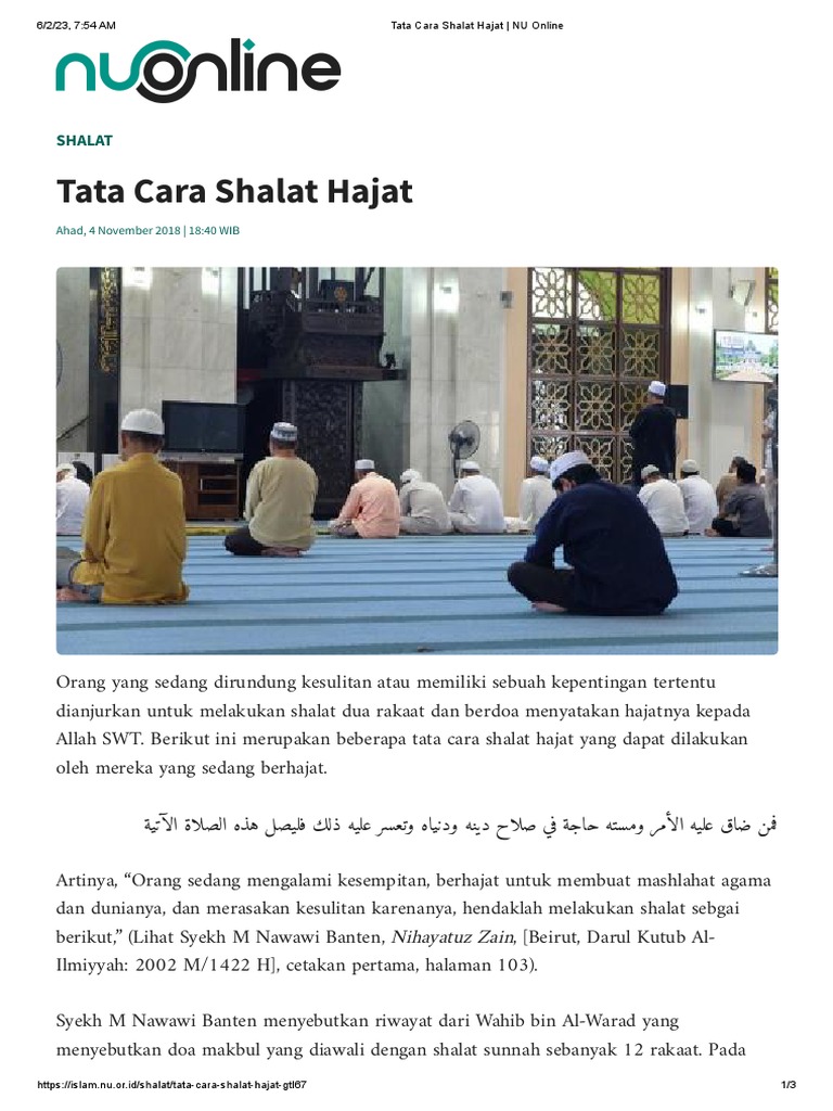 Tata Cara Sholat Hajat dalam Buku Agama