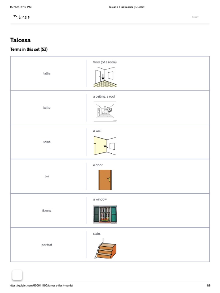Talossa Flashcards - Quizlet | PDF | Domestic Life | Building Engineering