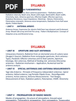 Syllabus: - Unit I Antenna Fundamentals