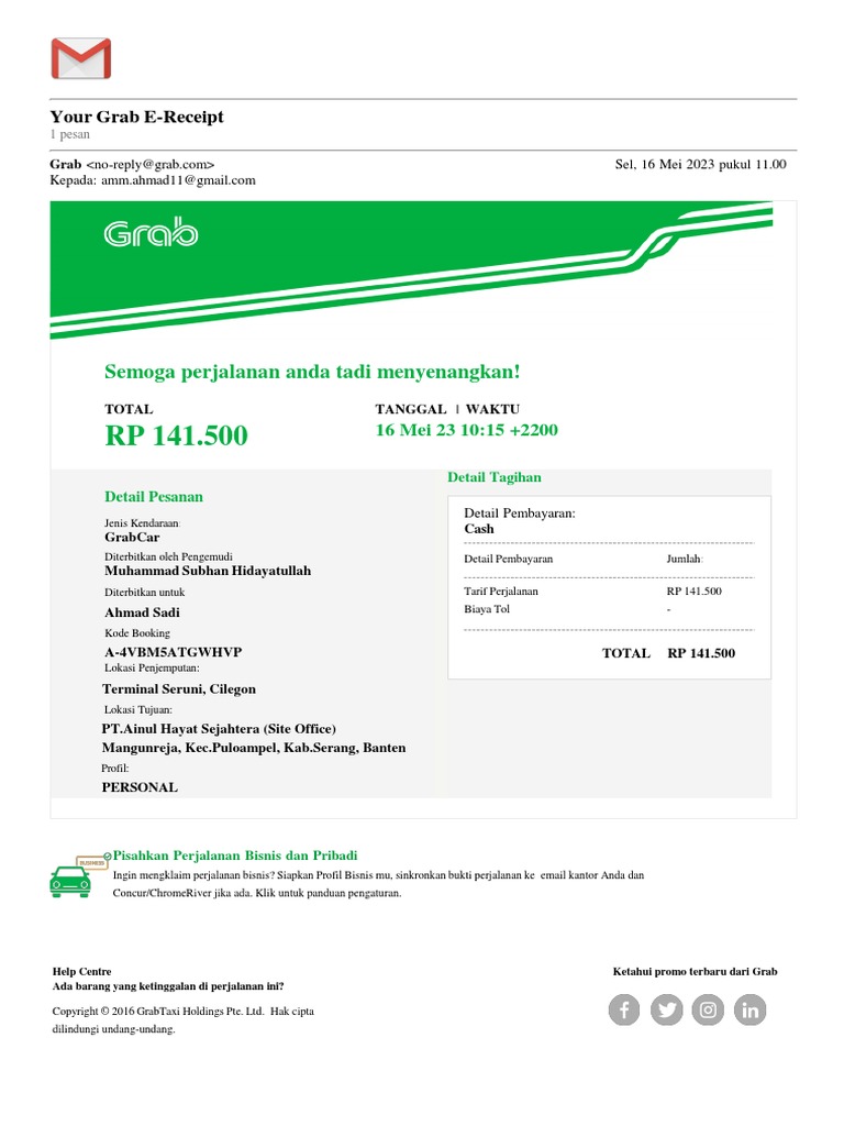 Grab Car PT - AINUL HAYAT 1 | PDF