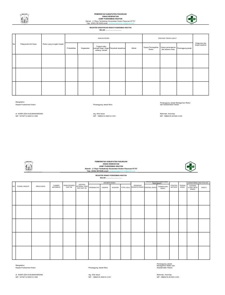 Form Register Risiko | PDF
