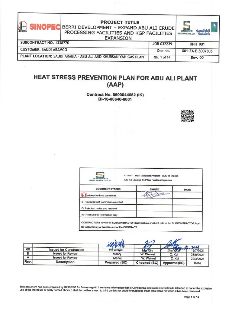 001-ZA-E-8007306 - 00-Signed - Heat Stress Prevention Plan | PDF ...