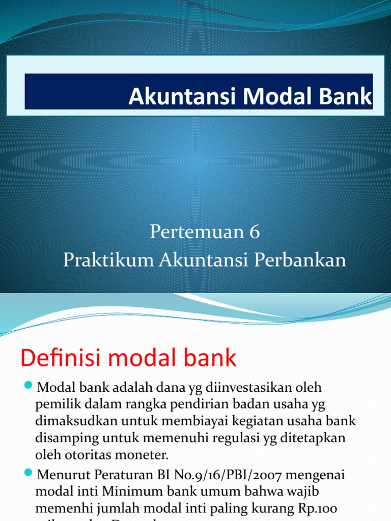 Akuntansi Modal Bank | PDF