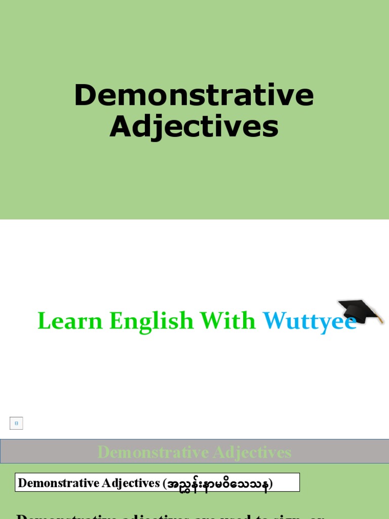 Demonstrative Adjectives Pdf