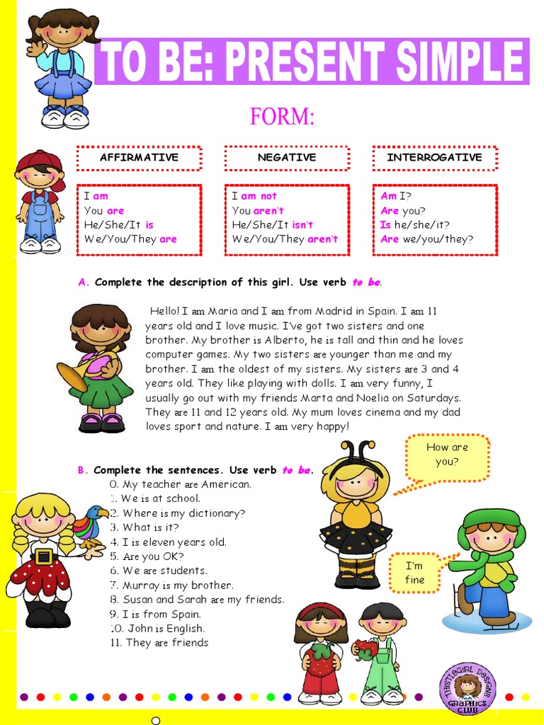 Verb To Be Simple Present Fun Activitie | PDF