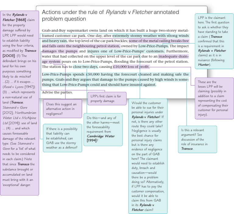 Rylands v Fletcher Case Analysis | PDF | Negligence | Legal Concepts