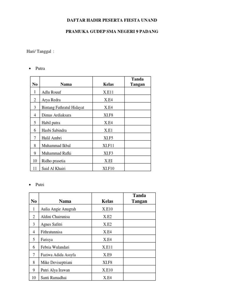 Daftar Hadir | PDF