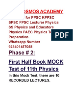 First Half Book Mock Test of 11th Physics Batch 2 by THE COSMOS ACADEMY 923401457058