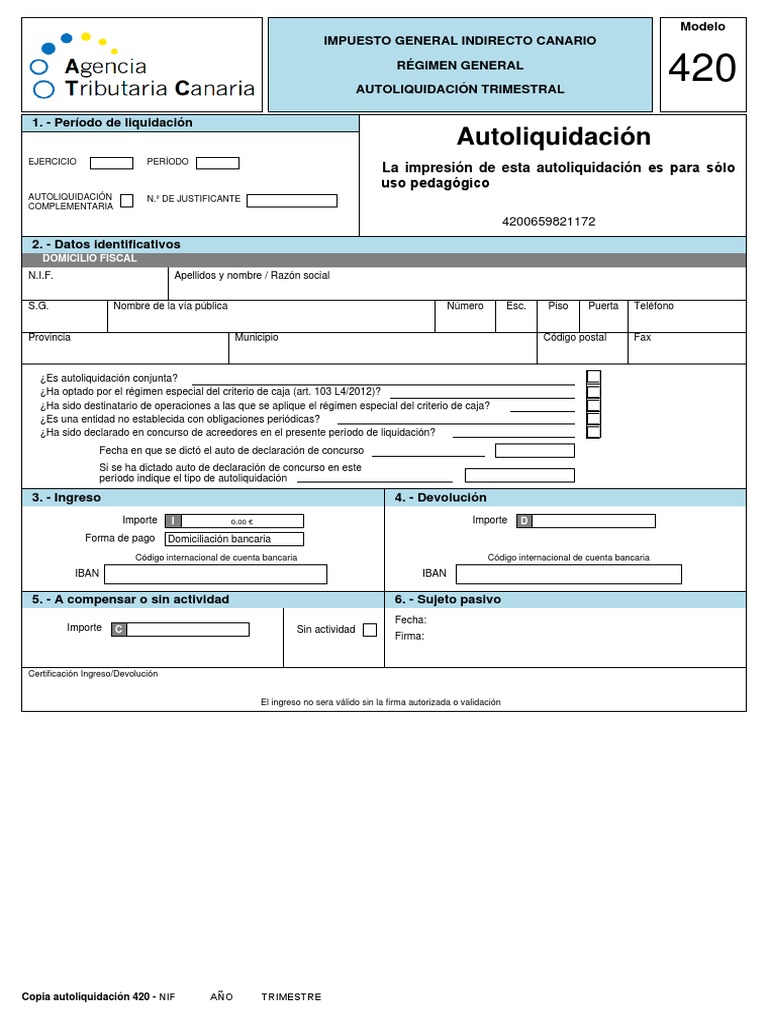 Modelo 420: Autoliquidación IGIC | PDF | Finanzas y dinero