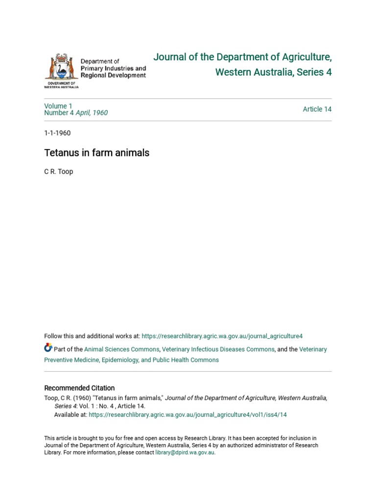 Tetanus in Farm Animals | PDF | Wound | Medical Specialties