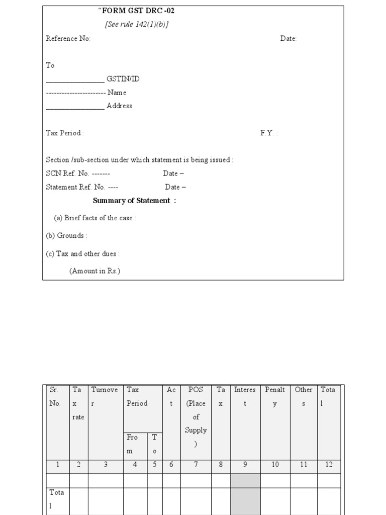 GST DRC-02 Form Overview | PDF