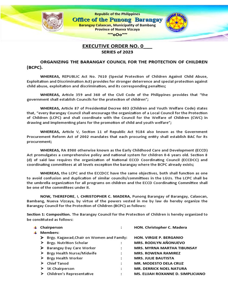 Organizing Barangay Council for Children | PDF | Social Science