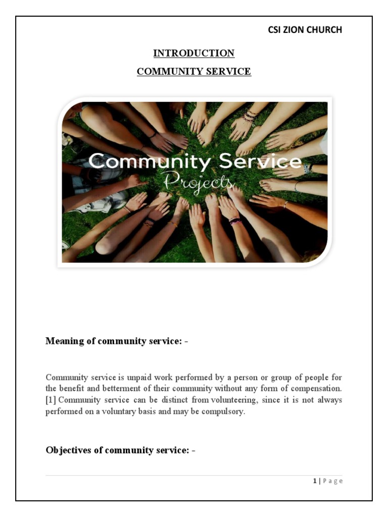 Community Service at CSI Zion Church | PDF | Lifestyle
