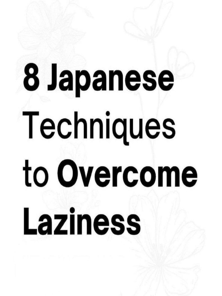 8 Japanese Techniques To Overcome Laziness Pdf