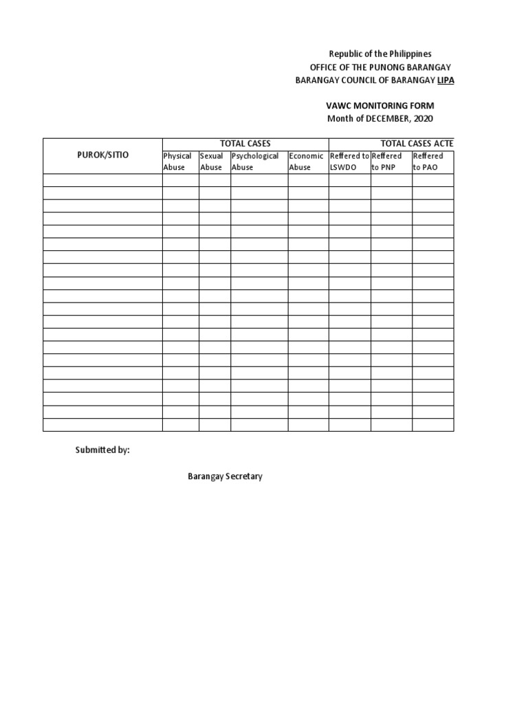 Vawc Form To Send PDF