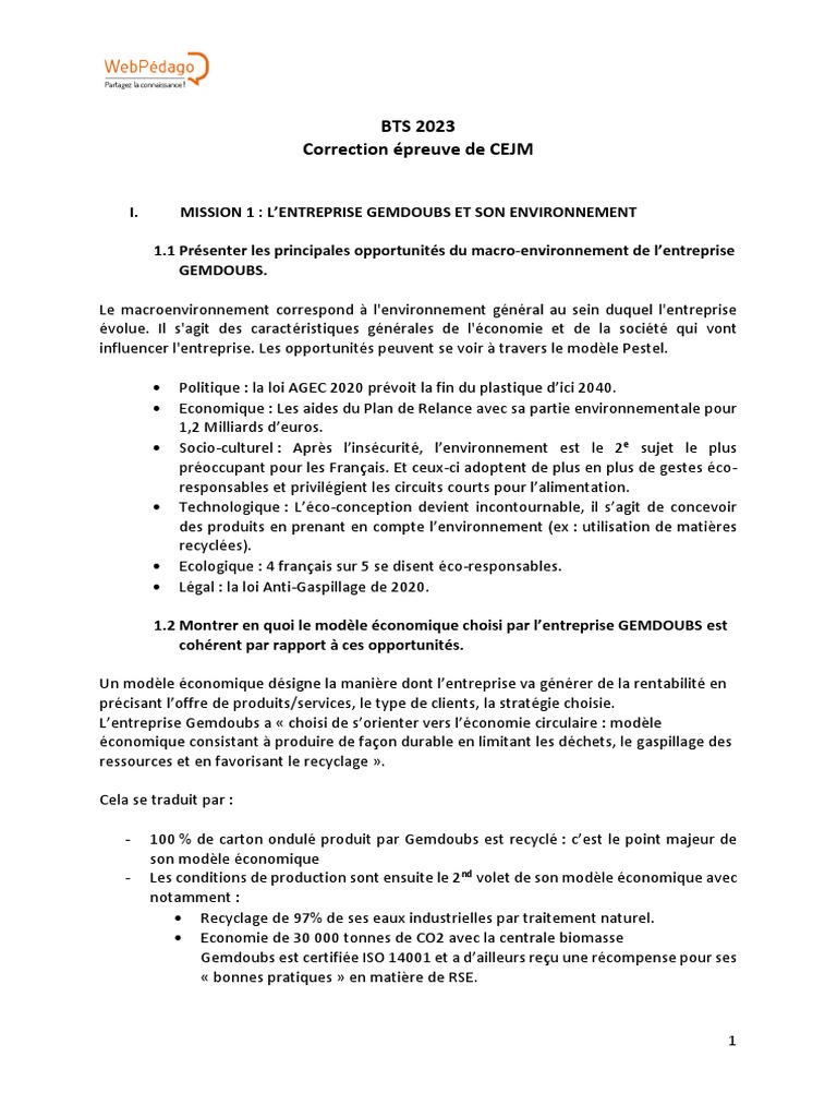 Correction BTS 2023 CEJM PDF