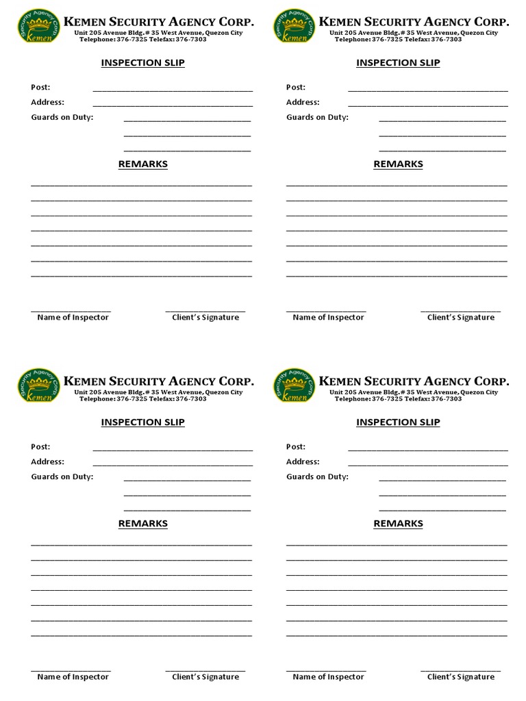 Inspection Slip PDF