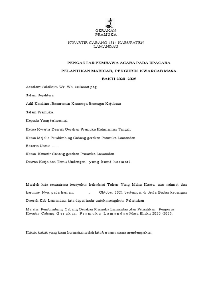 Susunan Acara Pelantikan Pramuka 2021 | PDF