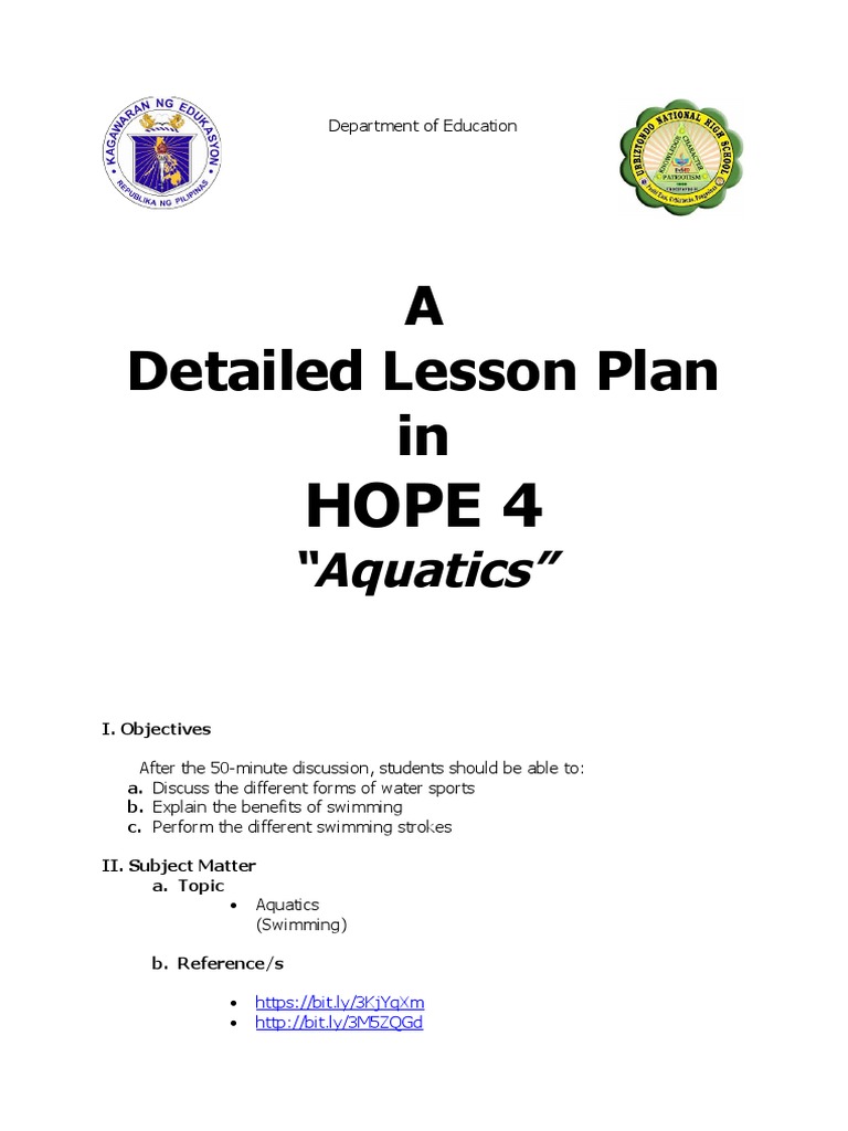 Aquatics DLP PDF Swimming Leisure Activities