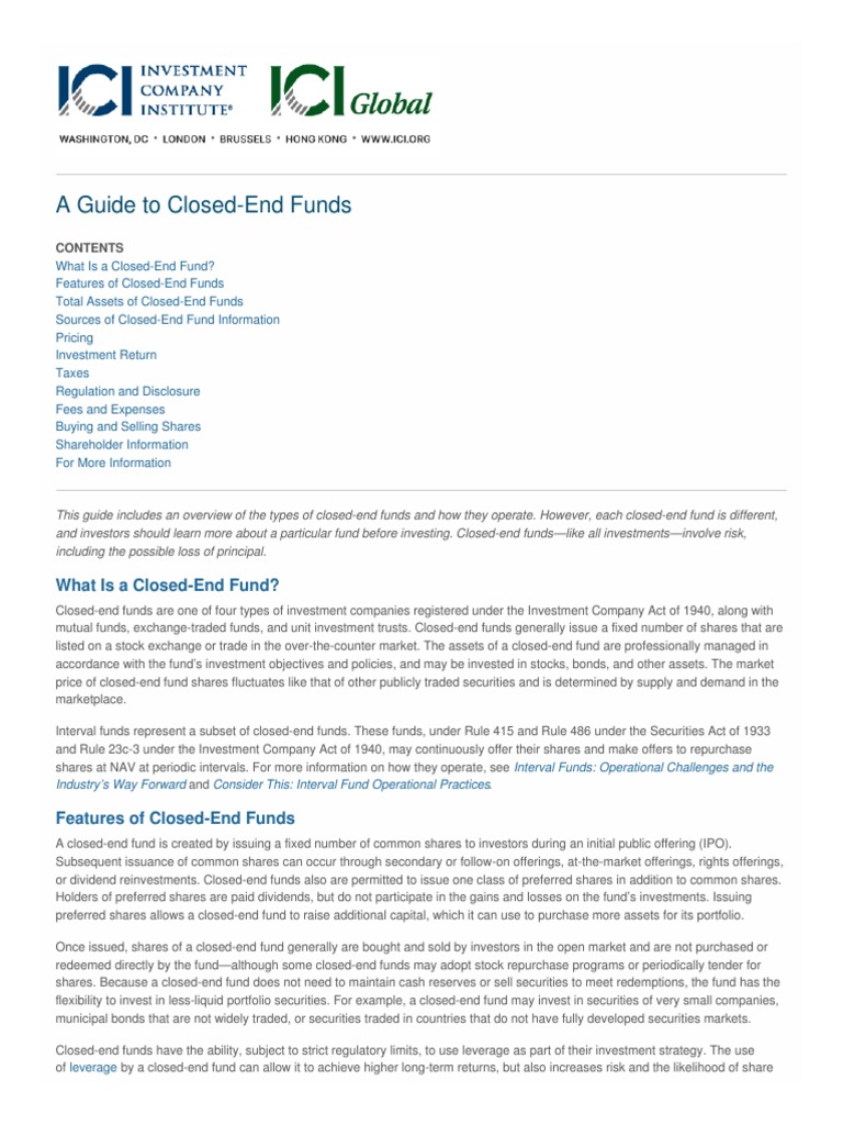 A Guide To Closed-End Funds | PDF | Investment Fund | Closed End Fund