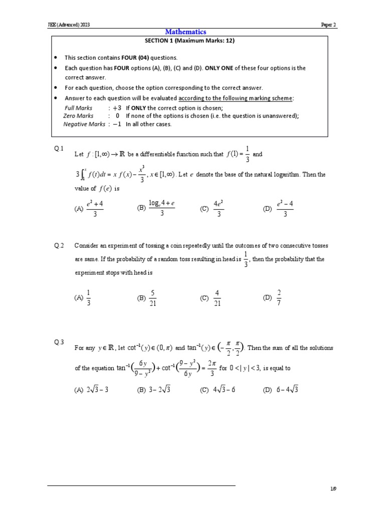 JEE Advanced 2023 Paper 2 Solutions | PDF | Gases | Mole (Unit)