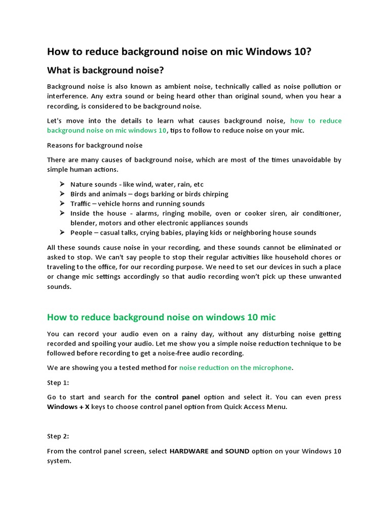 How To Reduce Background Noise PDF Microphone Headphones