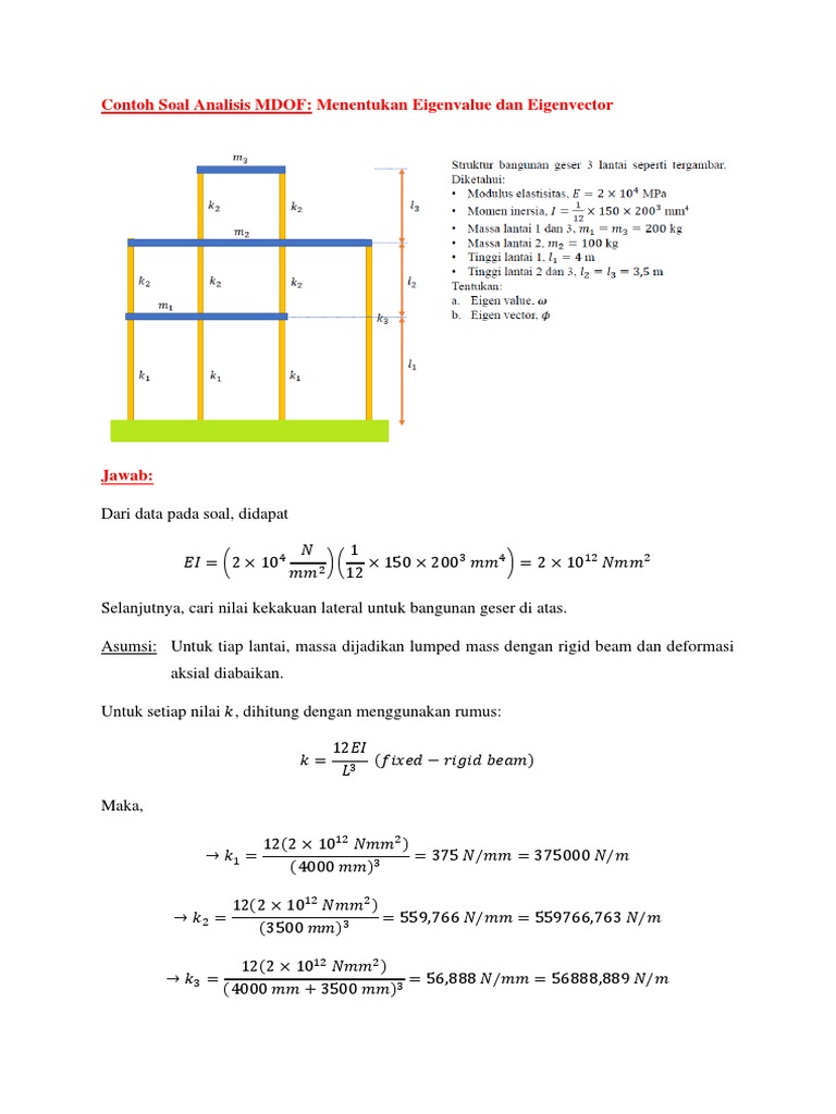 Analisis MDOF: Eigenvalue dan Gaya Dalam | PDF | Metode & Bahan Ajar ...