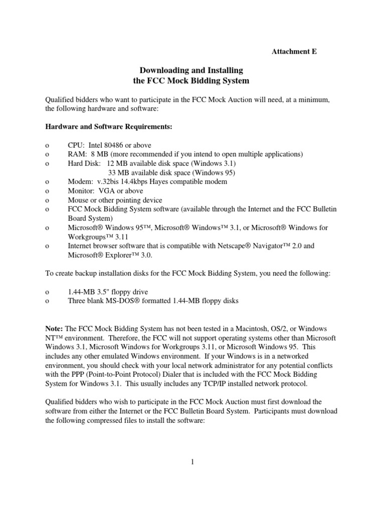 Downloading and installing the fcc mock bidding system attachment e
