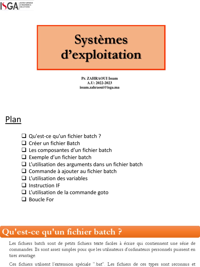 Cours Fichier-Batch | PDF