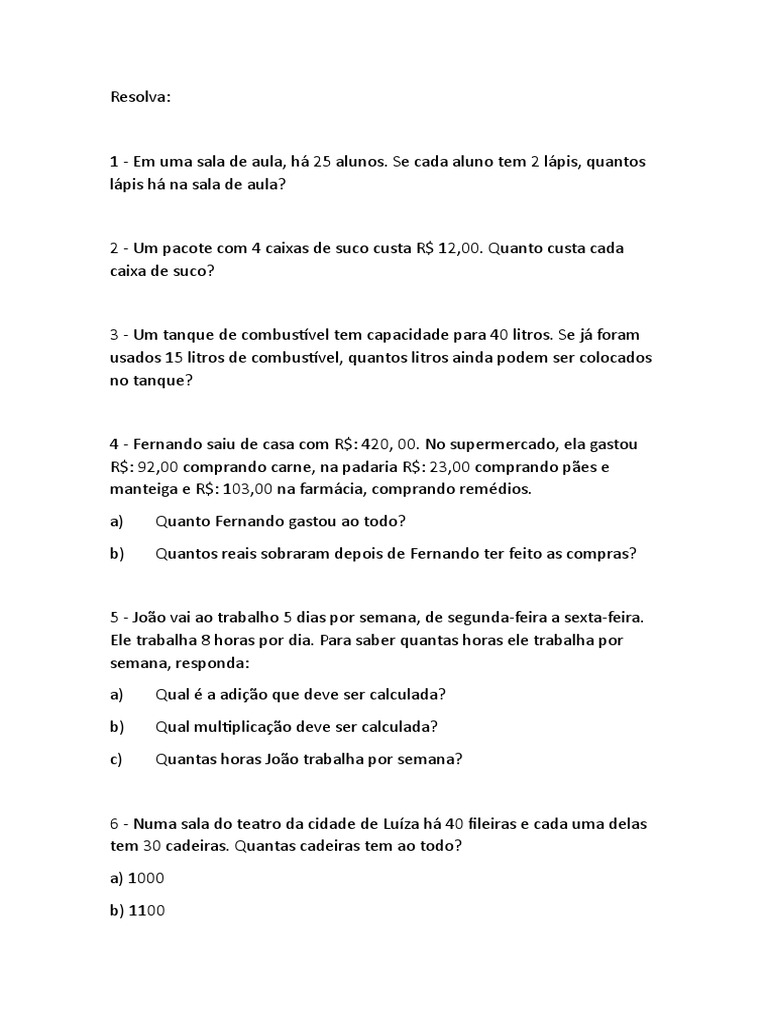 Problemas Matemáticos Resolvidos | PDF