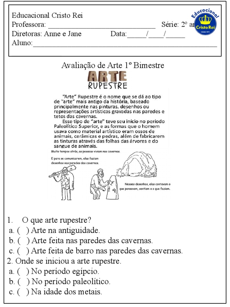 Prova de Arte 1 Bimestre 2 Ano 2023 | PDF