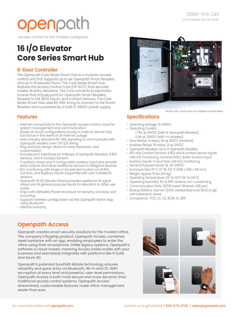 Openpath Core Series Smart Hub Overview | PDF
