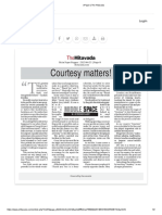 "Courtesy Matters" by Suresh Babu Published in The Hitavada Daily News Paper