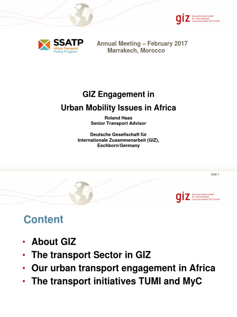 GIZ Urban Mobility Initiatives in Africa | PDF | Economies | Economic ...