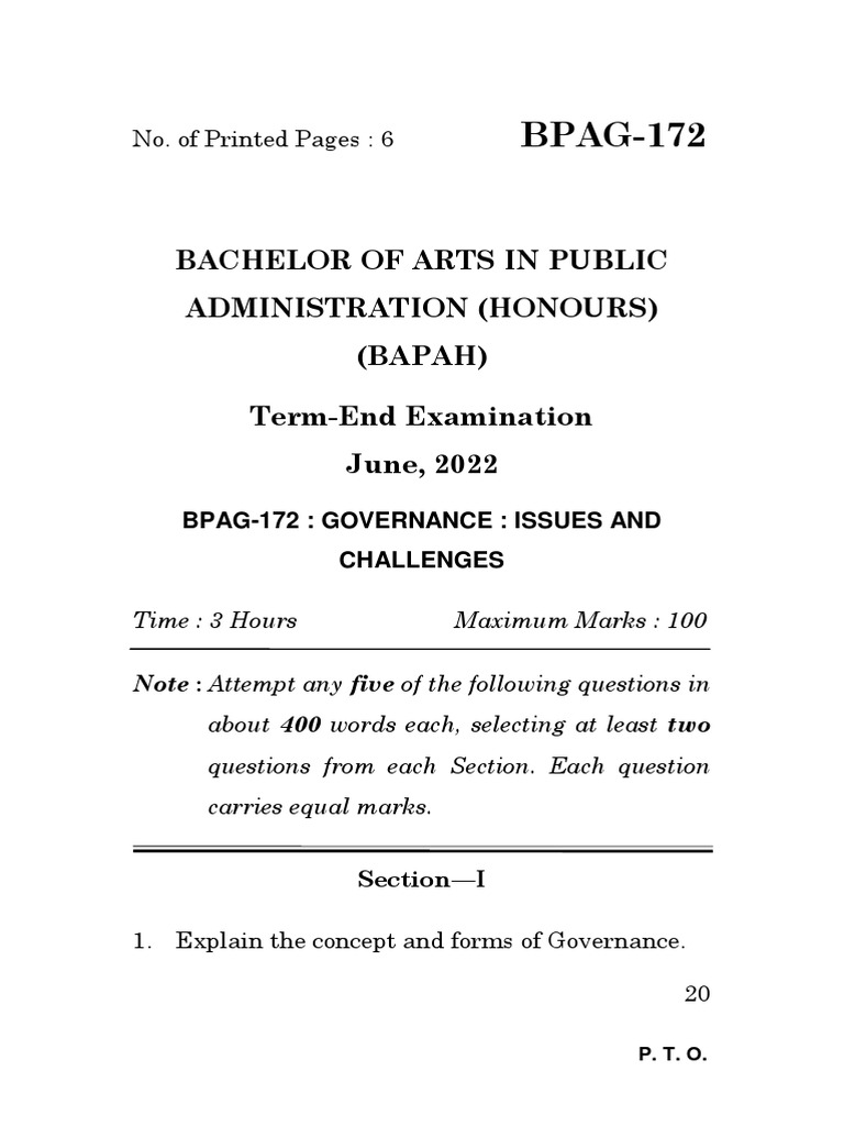 BPAG-172 Governance Exam Guide | PDF